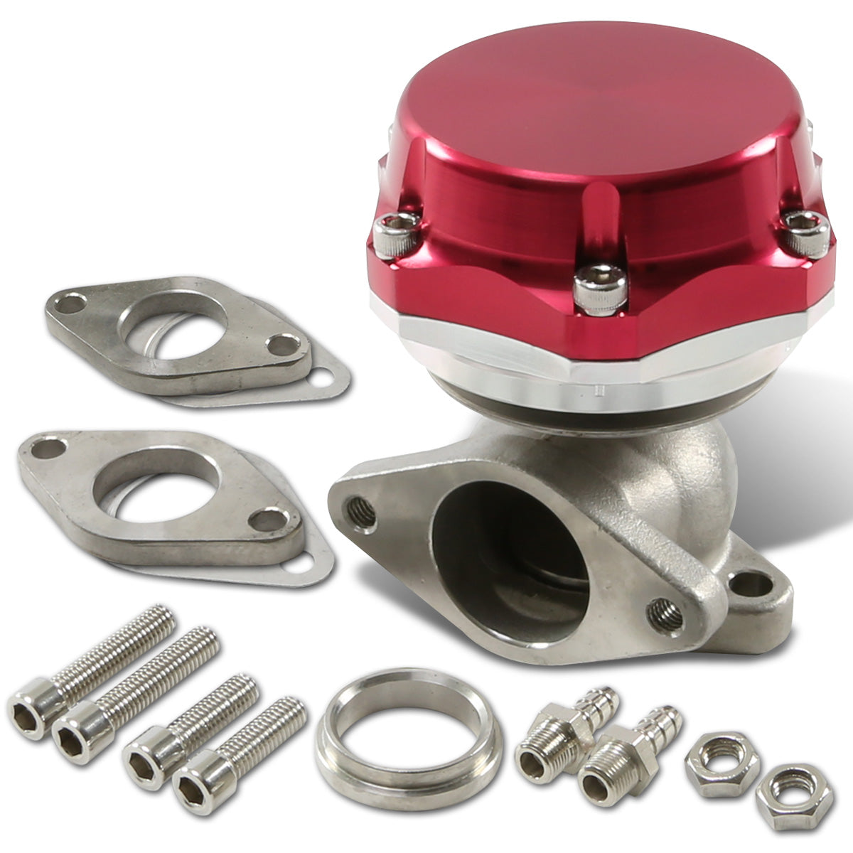 VALVULA DE ALIVIO WASTEGATE - 38MM - CAST STEEL - SHORTY - 7PSI / 13PSI - RED