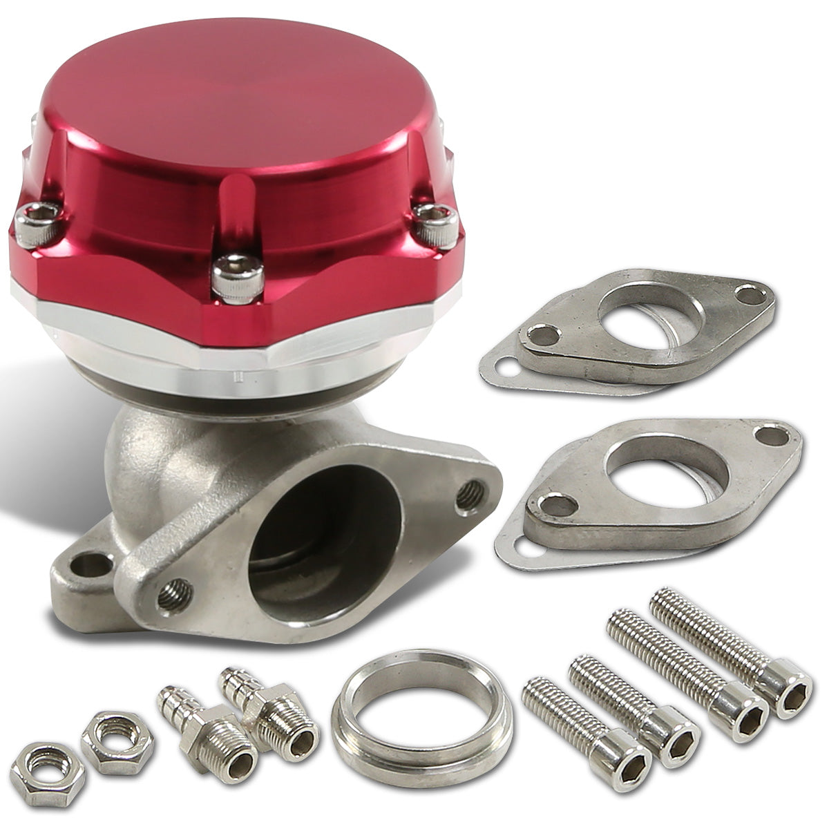 VALVULA DE ALIVIO WASTEGATE - 38MM - CAST STEEL - SHORTY - 7PSI / 13PSI - RED