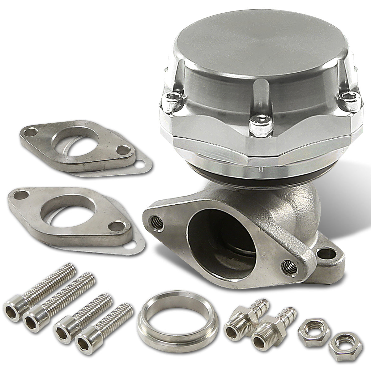 VALVULA DE ALIVIO WASTEGATE - 38MM - CAST STEEL - SHORTY - 7PSI / 13PSI - SILVER