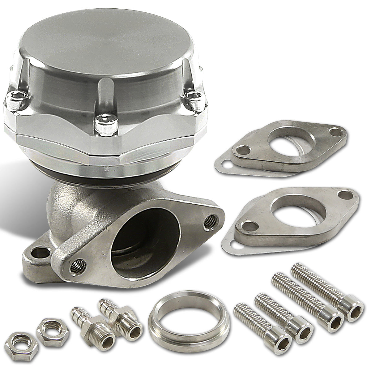 VALVULA DE ALIVIO WASTEGATE - 38MM - CAST STEEL - SHORTY - 7PSI / 13PSI - SILVER