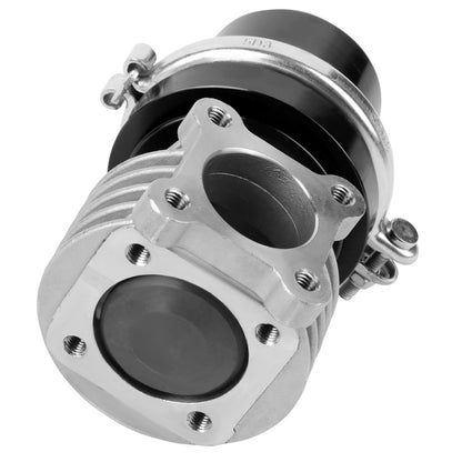 VALVULA DE ALIVIO WASTEGATE - 46MM - 4-BOLT FLANGE - V-BAND TOP - BLACK