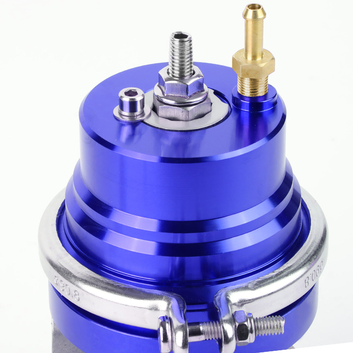 VALVULA DE ALIVIO WASTEGATE - 46MM - 4-BOLT FLANGE - V-BAND TOP - BLUE
