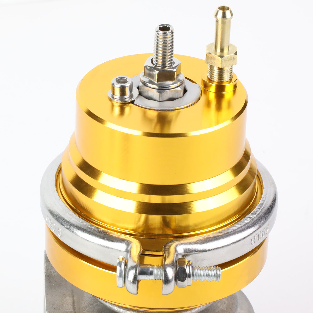 VALVULA DE ALIVIO WASTEGATE - 46MM - 4-BOLT FLANGE - V-BAND TOP - GOLD