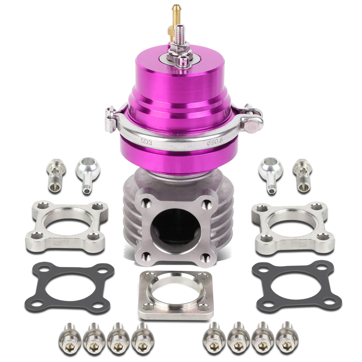 VALVULA DE ALIVIO WASTEGATE - 46MM - 4-BOLT FLANGE - V-BAND TOP - PURPLE