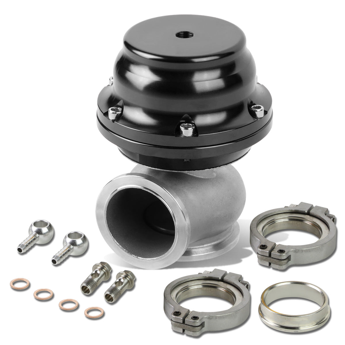 VALVULA DE ALIVIO WASTEGATE - 44MM - V-BAND MOUNT - BLACK