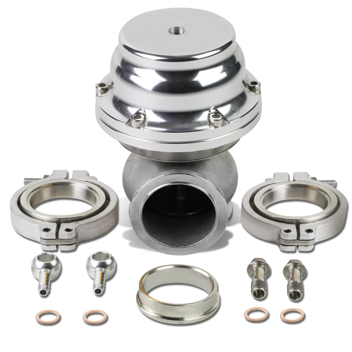 VALVULA DE ALIVIO WASTEGATE - 44MM V-BAND WATER COOLED - SILVER