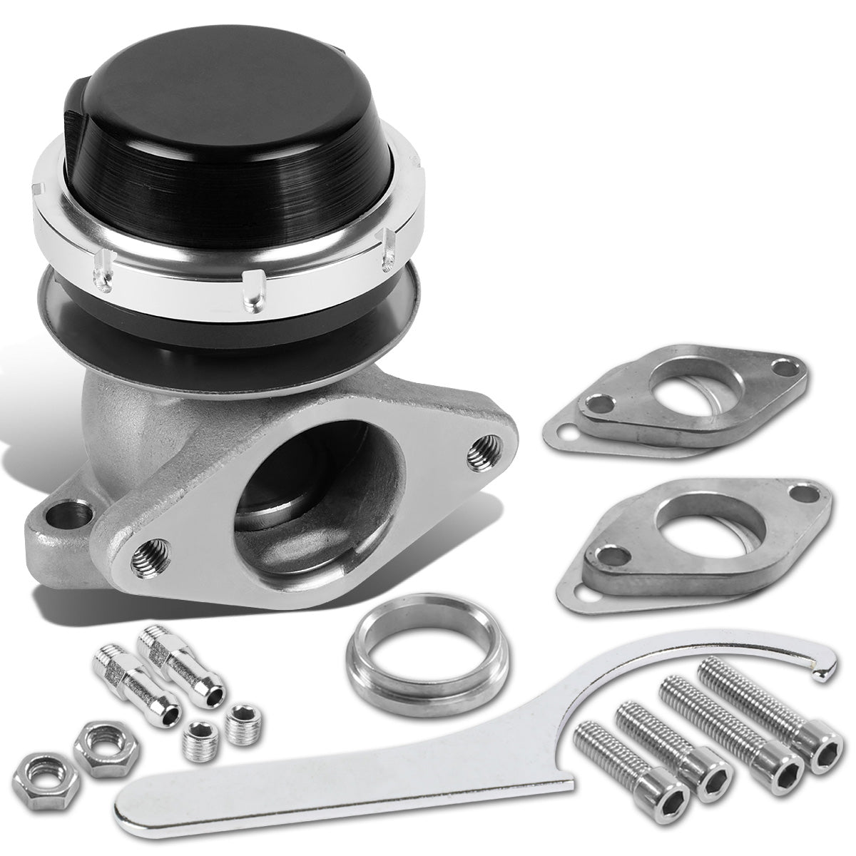 VALVULA DE ALIVIO WASTEGATE - 38MM - CAST STEEL - SHORTY - V-BAND - 14PSI - BLACK