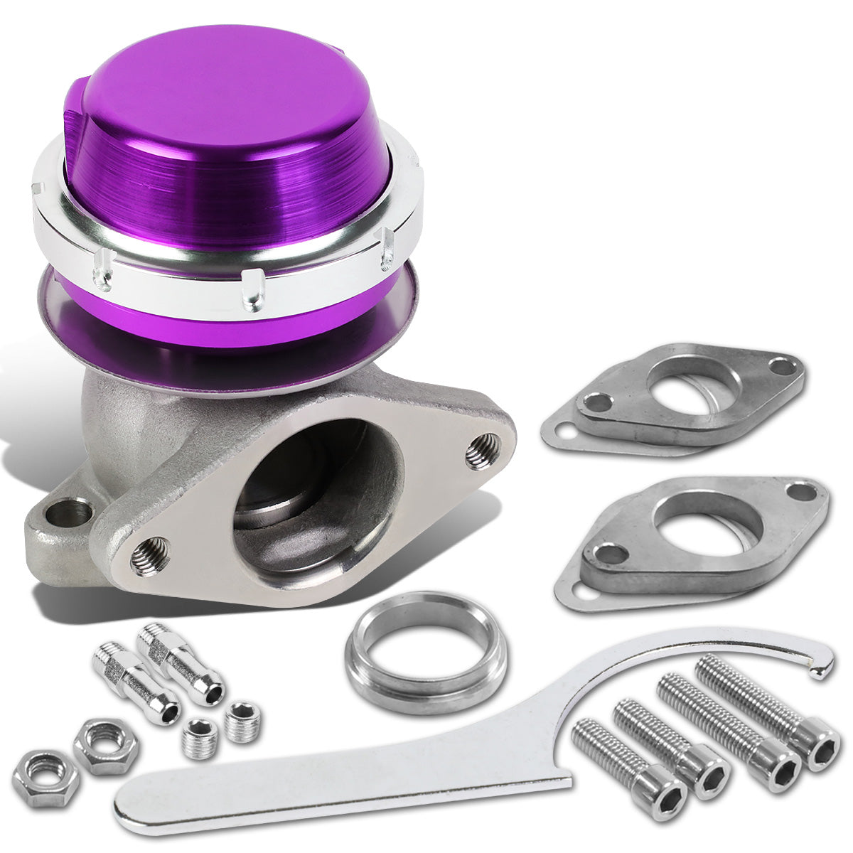VALVULA DE ALIVIO WASTEGATE - 38MM - CAST STEEL - SHORTY - V-BAND - 14PSI - PURPLE