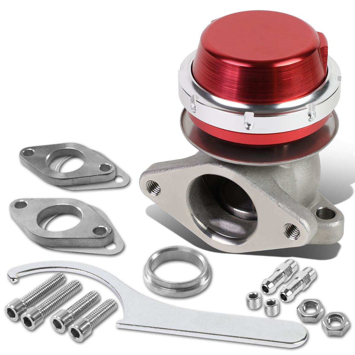 VALVULA DE ALIVIO WASTEGATE - 38MM - CAST STEEL - SHORTY - V-BAND - 14PSI - RED