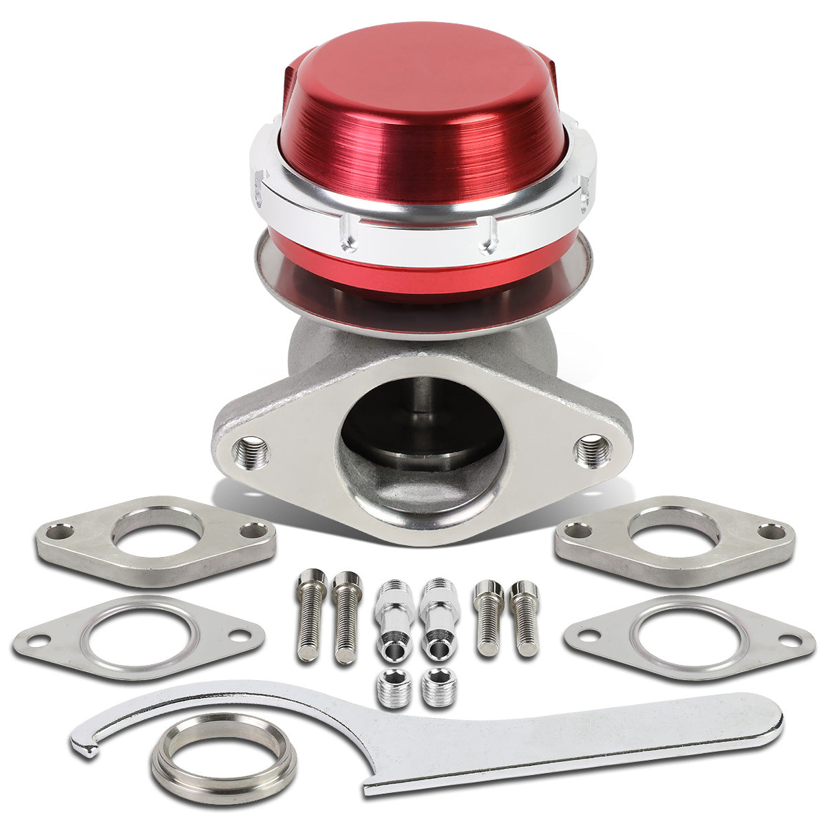 VALVULA DE ALIVIO WASTEGATE - 38MM - CAST STEEL - SHORTY - V-BAND - 14PSI - RED