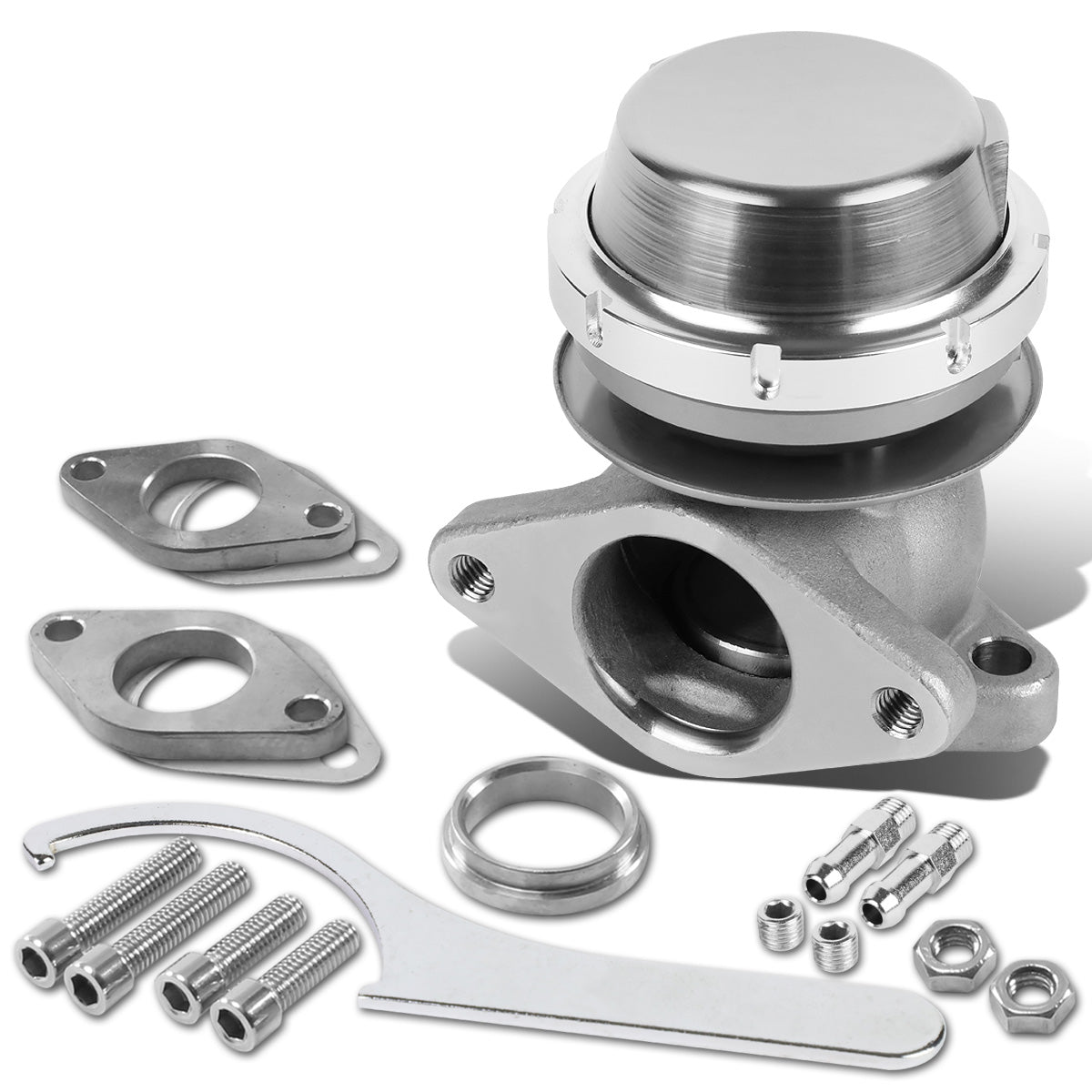 VALVULA DE ALIVIO WASTEGATE - 38MM - CAST STEEL - SHORTY - V-BAND - 14PSI - SILVER
