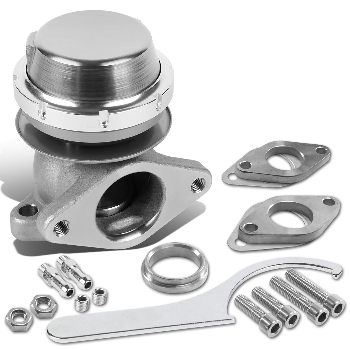 VALVULA DE ALIVIO WASTEGATE - 38MM - CAST STEEL - SHORTY - V-BAND - 14PSI - SILVER