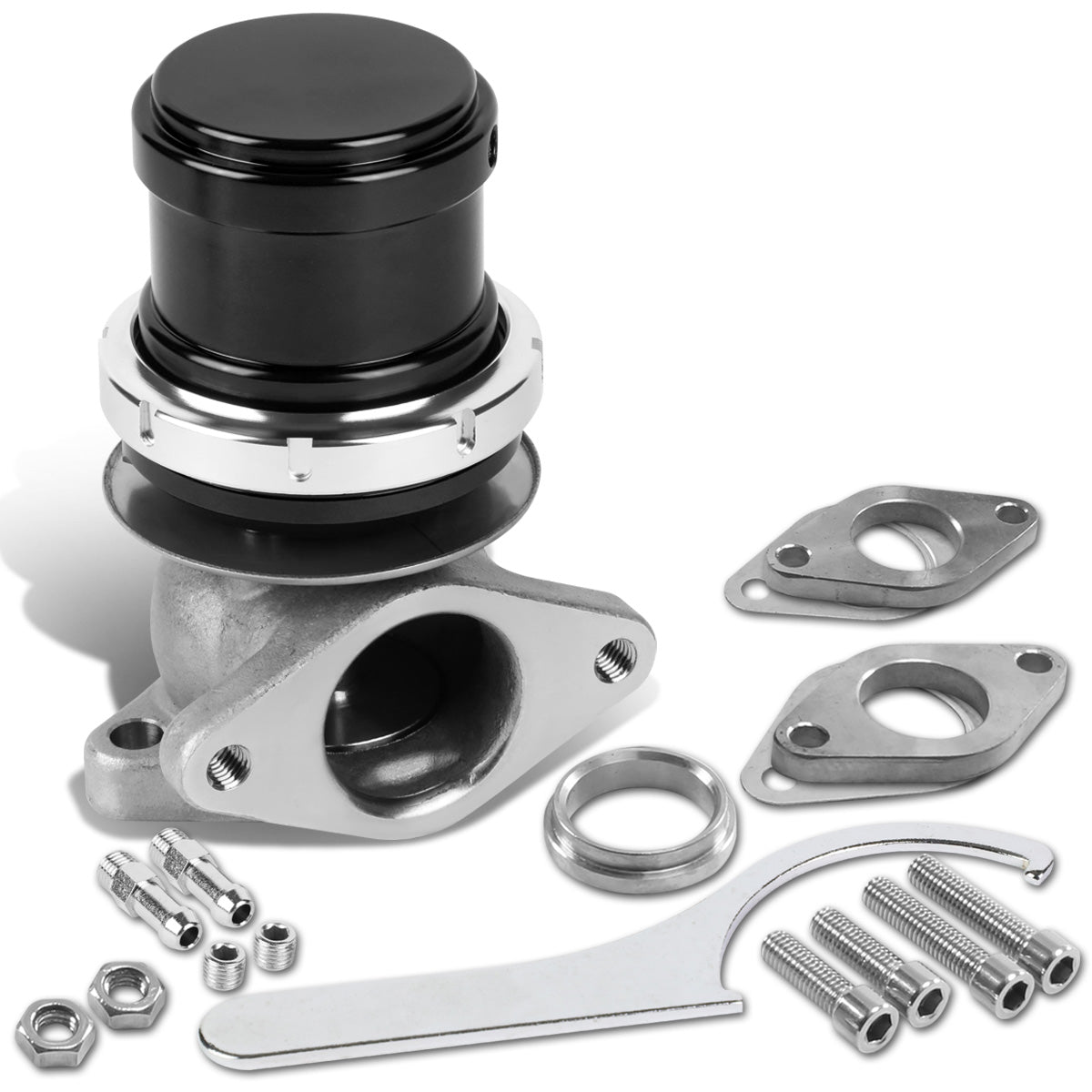 VALVULA DE ALIVIO WASTEGATE - 38MM - CAST STEEL - TALL - V-BAND - 14PSI - BLACK