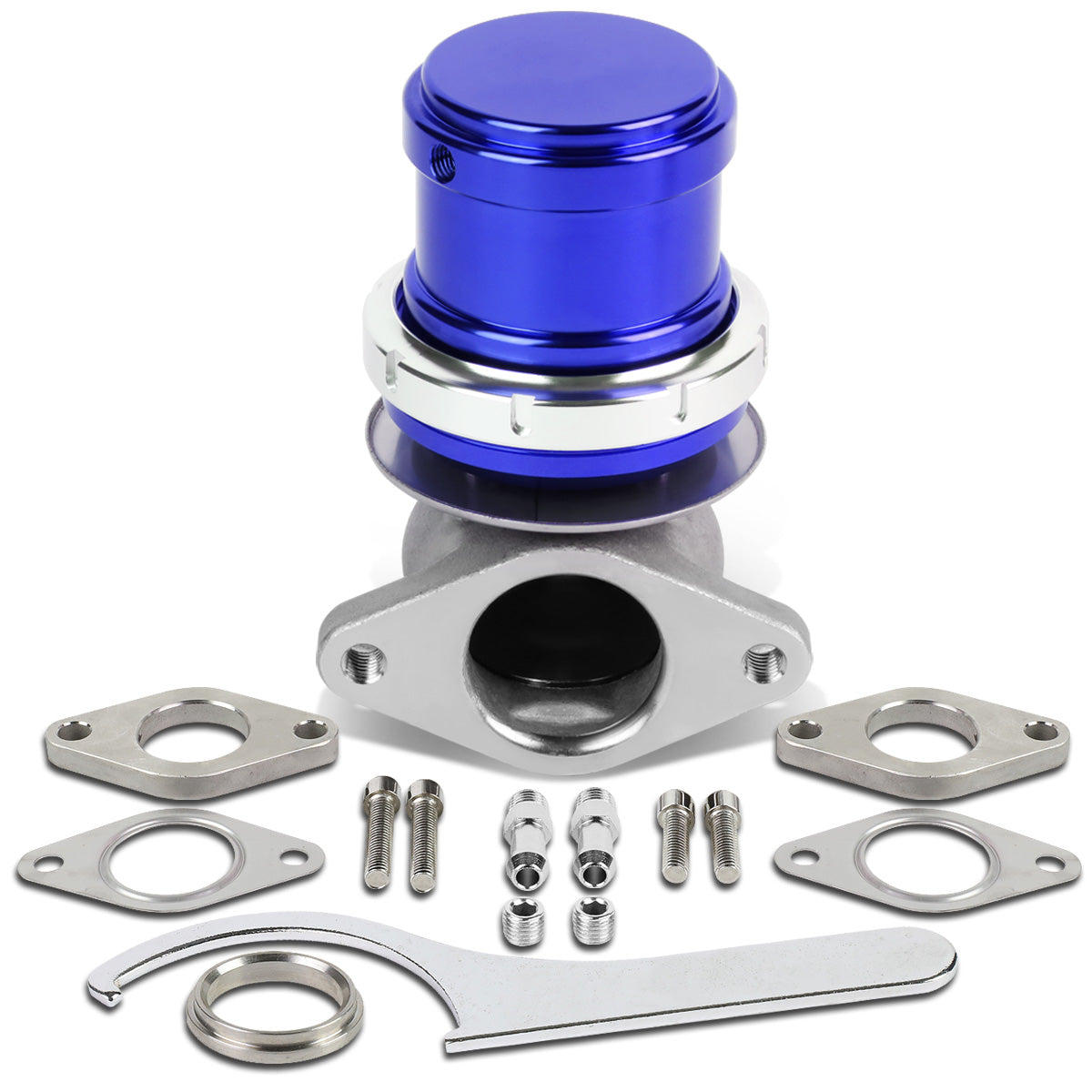 VALVULA DE ALIVIO WASTEGATE - 38MM - CAST STEEL - TALL - V-BAND - 14PSI - BLUE