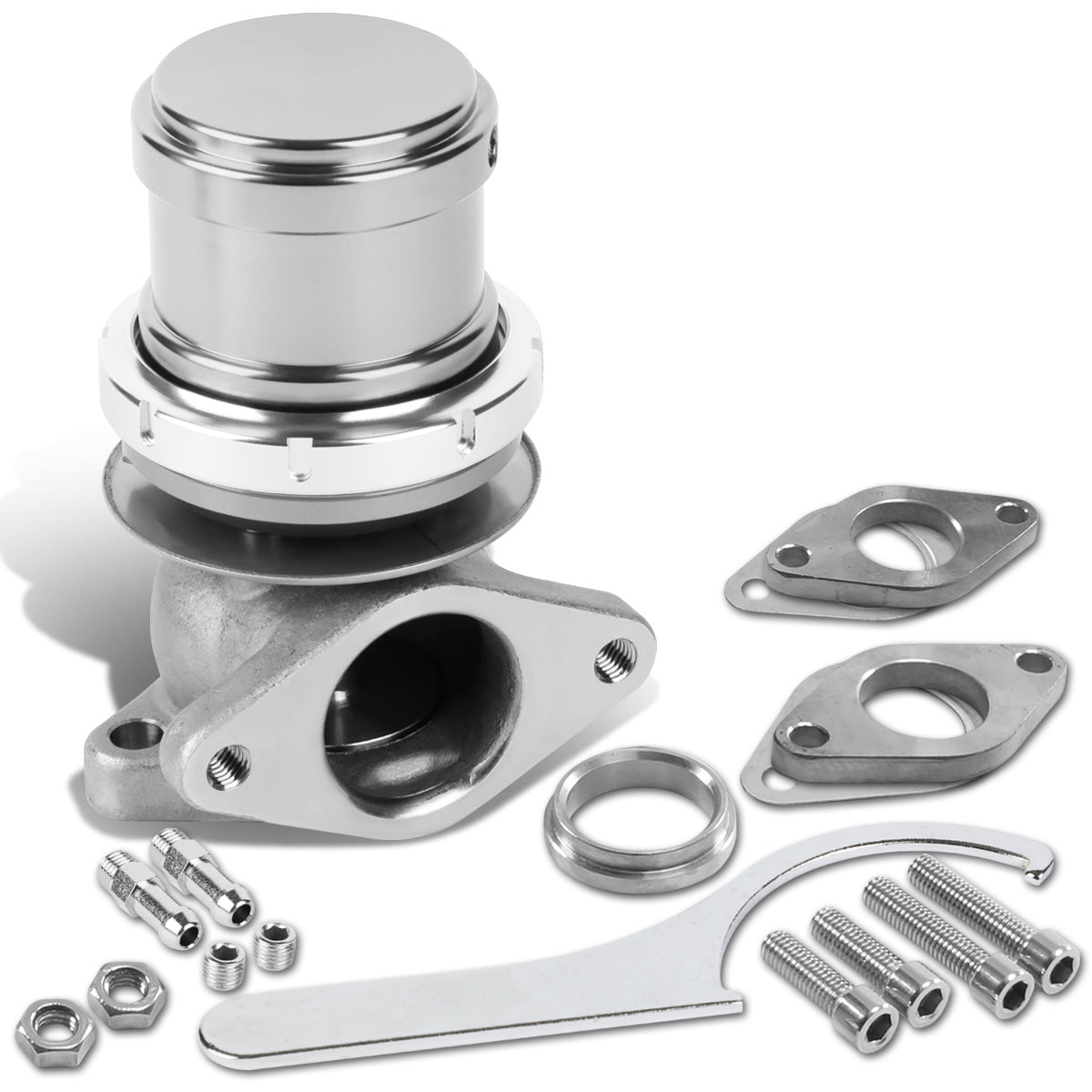 VALVULA DE ALIVIO WASTEGATE - 38MM - CAST STEEL - TALL - V-BAND - 14PSI - SILVER