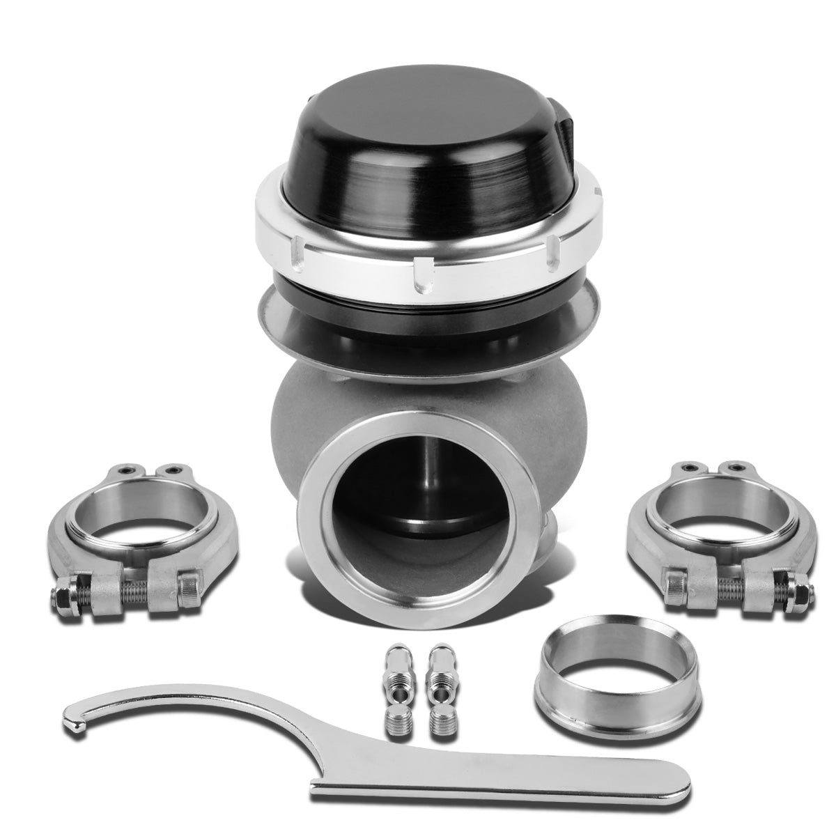 VALVULA DE ALIVIO WASTEGATE - 40MM - CAST STEEL - SHORT - V-BAND - 14PSI - BLACK