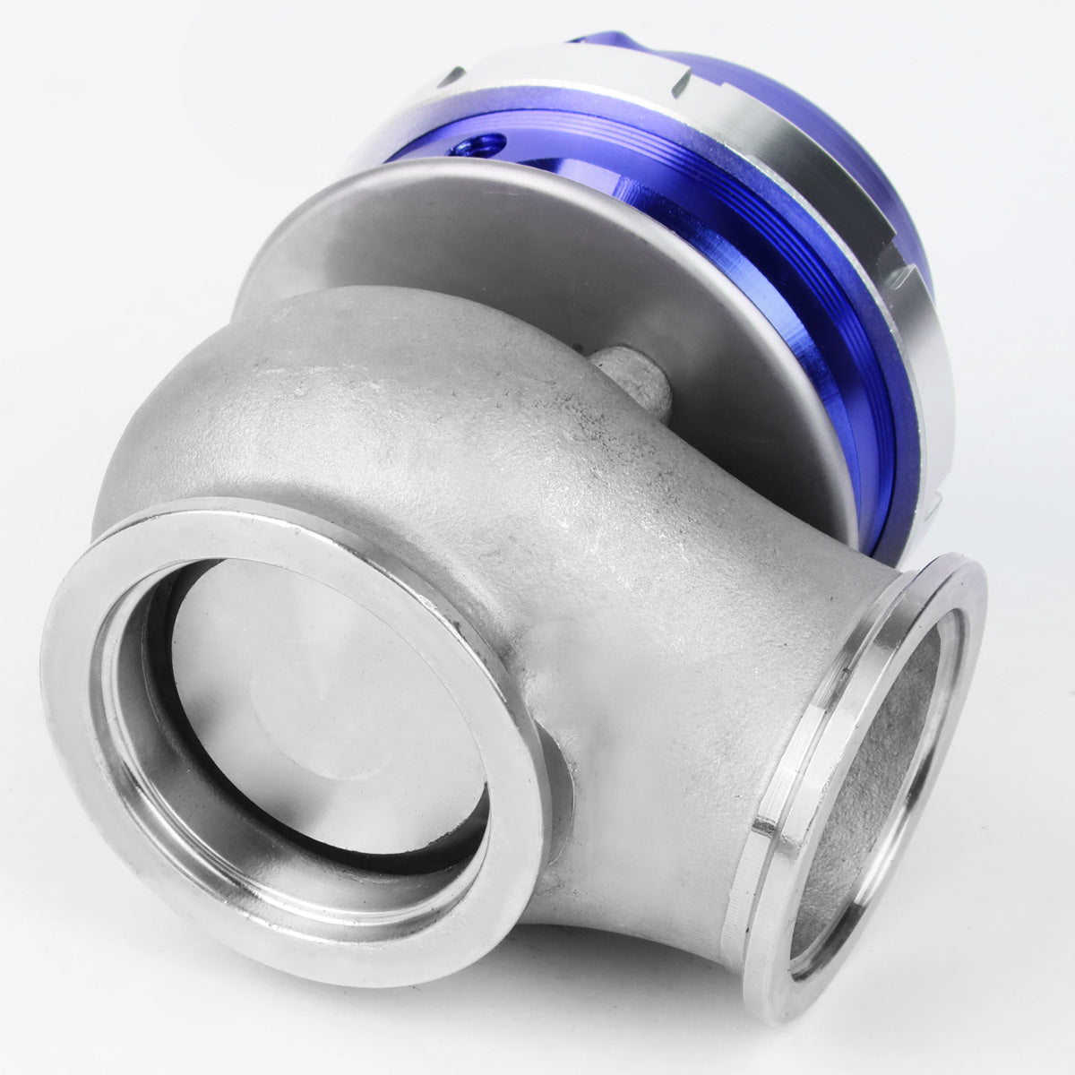 VALVULA DE ALIVIO WASTEGATE - 40MM - CAST STEEL - SHORT - V-BAND - 14PSI - BLUE