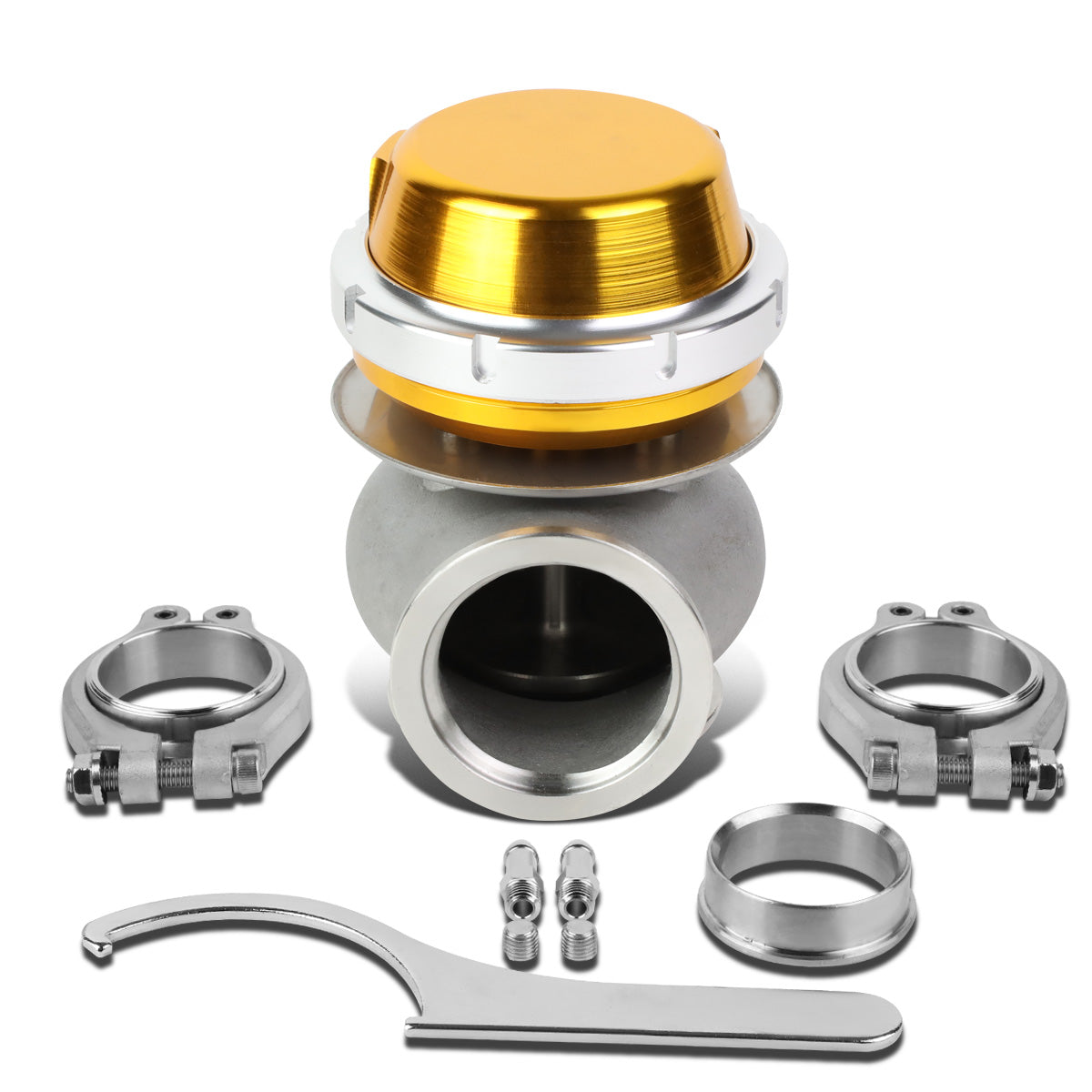 VALVULA DE ALIVIO WASTEGATE - 40MM - CAST STEEL - SHORT - V-BAND - 14PSI - GOLD