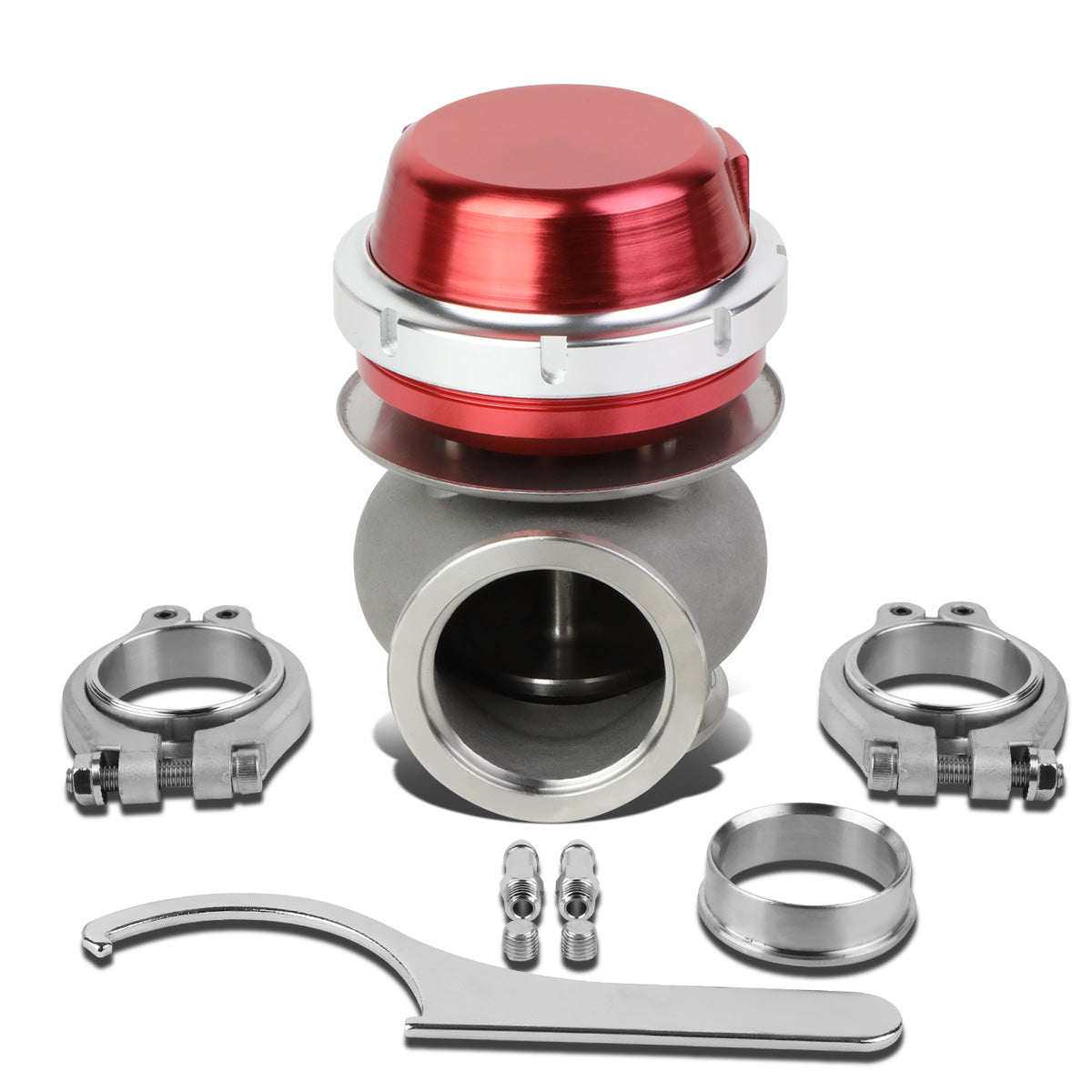 VALVULA DE ALIVIO WASTEGATE - 40MM - CAST STEEL - SHORT - V-BAND - 14PSI - RED