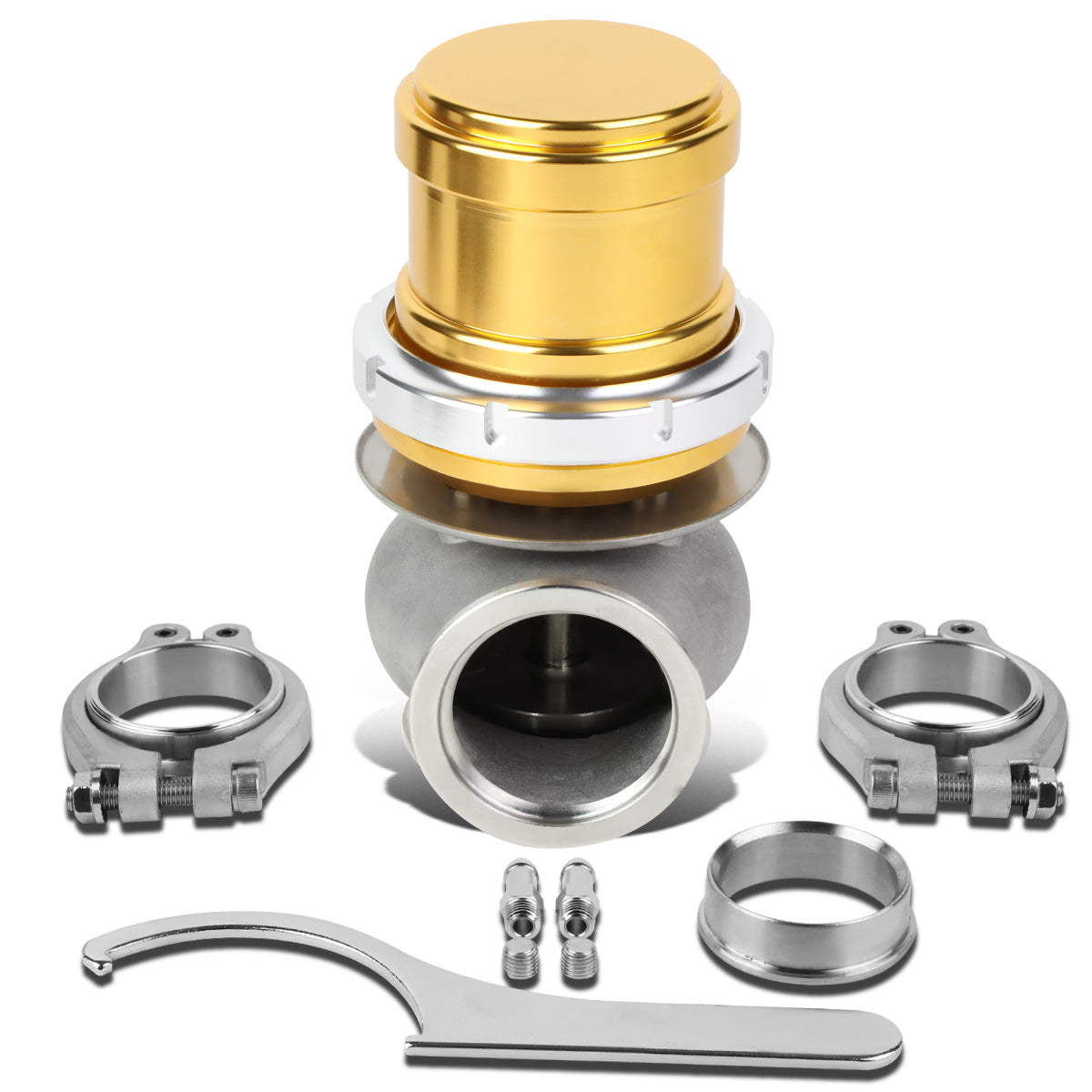 VALVULA DE ALIVIO WASTEGATE - 40MM - CAST STEEL - TALL - V-BAND - 14PSI - GOLD