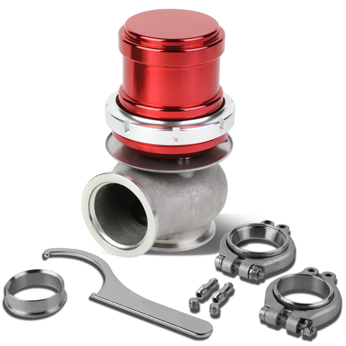 VALVULA DE ALIVIO WASTEGATE - 40MM - CAST STEEL - TALL - V-BAND - 14PSI - RED