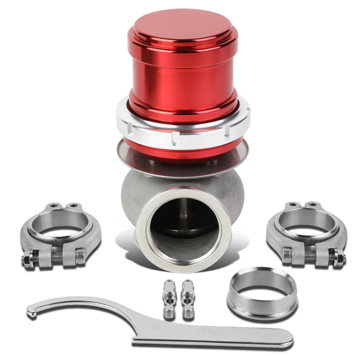 VALVULA DE ALIVIO WASTEGATE - 40MM - CAST STEEL - TALL - V-BAND - 14PSI - RED