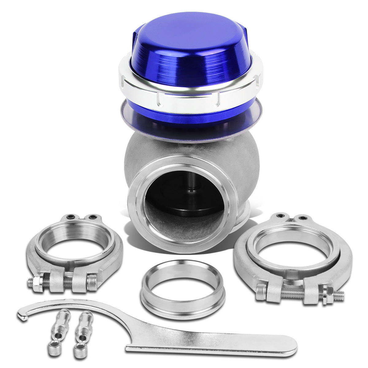 VALVULA DE ALIVIO WASTEGATE - 45MM - CAST STEEL - SHORTY - V-BAND - 14PSI - BLUE