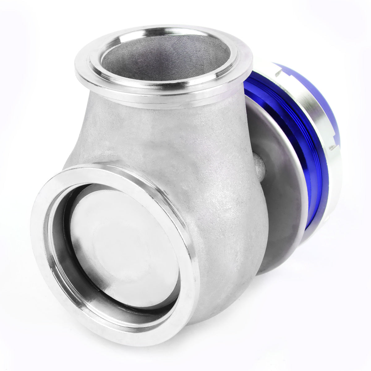 VALVULA DE ALIVIO WASTEGATE - 45MM - CAST STEEL - SHORTY - V-BAND - 14PSI - BLUE