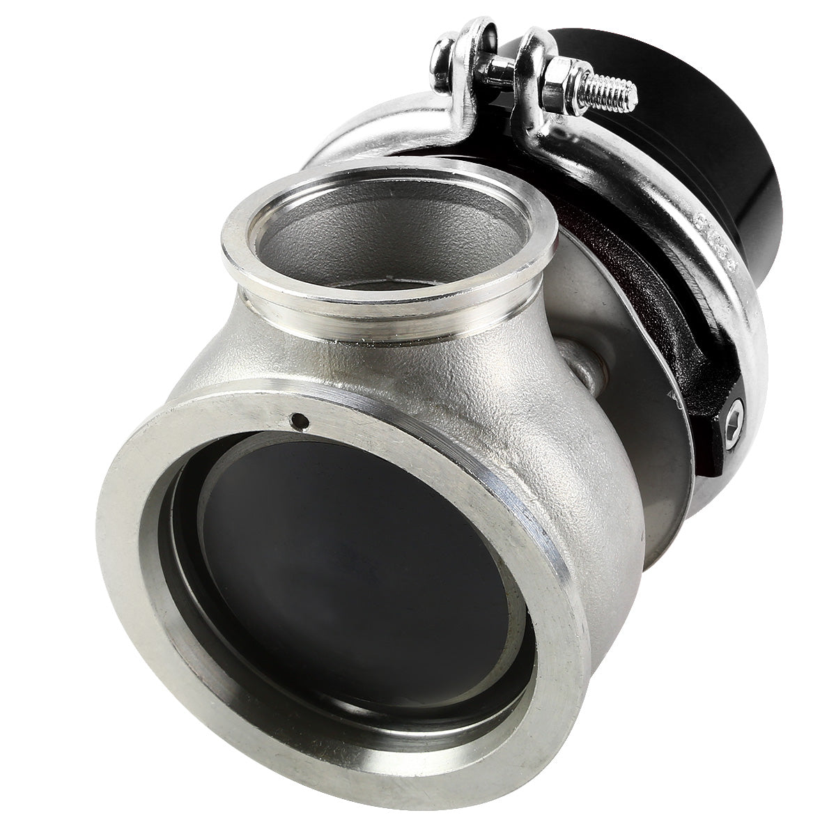 VALVULA DE ALIVIO WASTEGATE - 60MM - CAST STEEL - V-BAND - 12PSI - BLACK