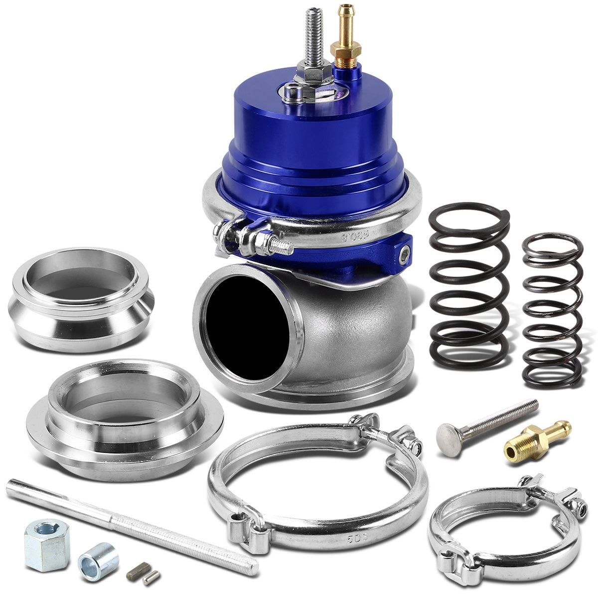 VALVULA DE ALIVIO WASTEGATE - 60MM - CAST STEEL - V-BAND - 12PSI - BLUE