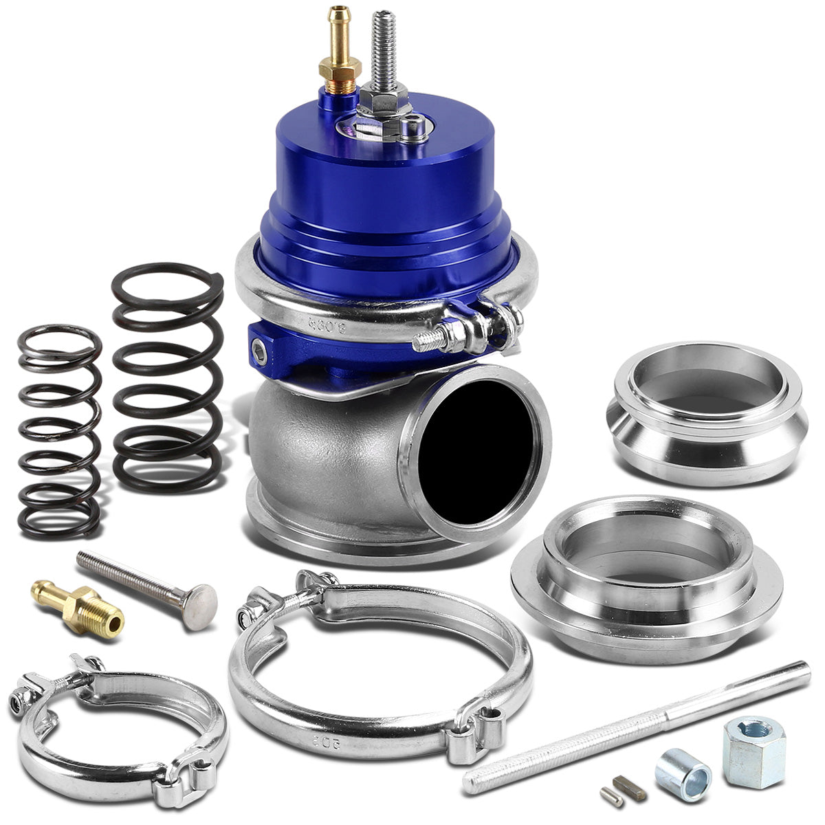 VALVULA DE ALIVIO WASTEGATE - 60MM - CAST STEEL - V-BAND - 12PSI - BLUE