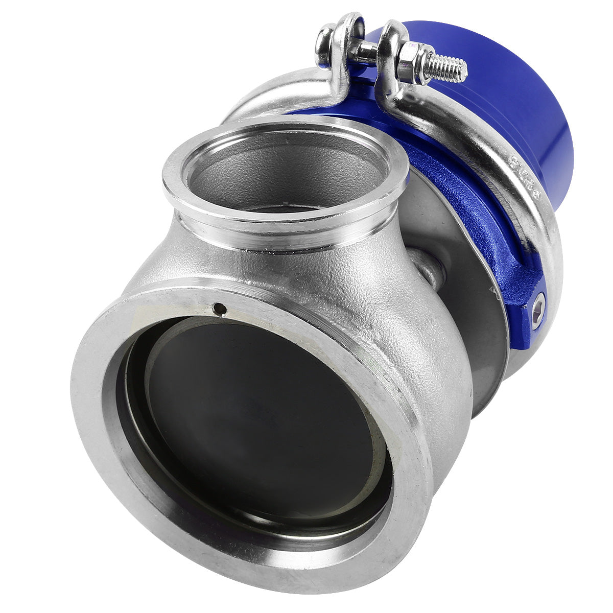 VALVULA DE ALIVIO WASTEGATE - 60MM - CAST STEEL - V-BAND - 12PSI - BLUE
