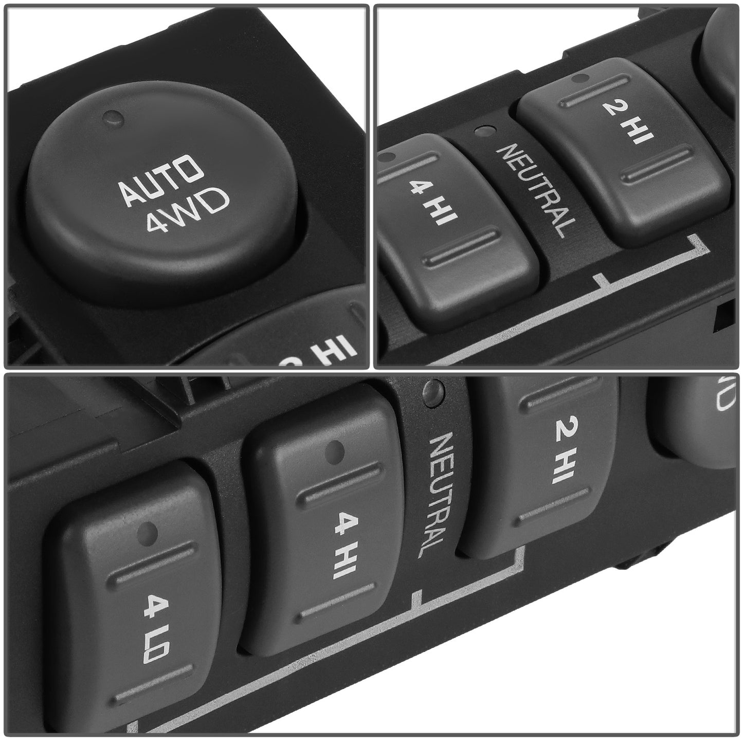 INTERRUPTOR ELEVADOR ELECTRICO TRANSFER CASE SWITCH - 2002 CADILLAC ESCALADE, CHEVY AVALANCHE 1500, 2500 / 99-02 CHEVY SILVERADO 1500, 2500, GMC SIERRA 1500, 2500 / 00-02 CHEVY SUBURBAN 1500, 2500, CHEVY TAHOE, GMC YUKON, GMC YUKON XL 1500, 2500 - BLACK