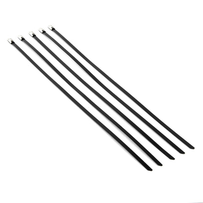 nan ZIP TIE KIT FOR HEAT WRAP - SS - 12" (L) - 5MM (W) - 5PC - BLACK