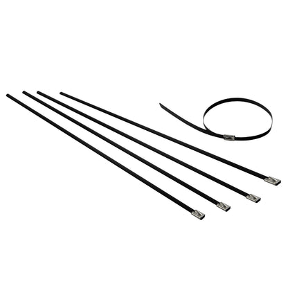 nan ZIP TIE KIT FOR HEAT WRAP - SS - 12" (L) - 5MM (W) - 5PC - BLACK