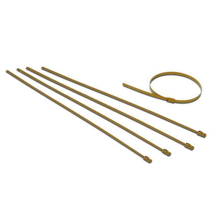 nan ZIP TIE KIT FOR HEAT WRAP - SS - 12" (L) - 5MM (W) - 5PC - GOLD