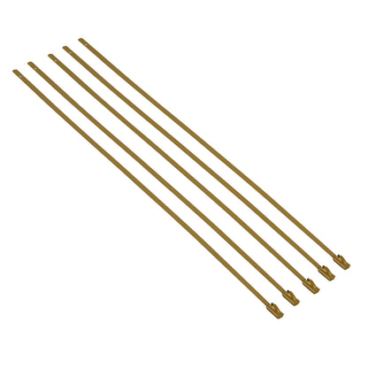 nan ZIP TIE KIT FOR HEAT WRAP - SS - 12" (L) - 5MM (W) - 5PC - GOLD