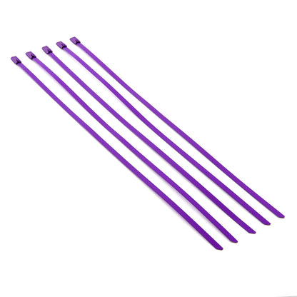 nan ZIP TIE KIT FOR HEAT WRAP - SS - 12" (L) - 5MM (W) - 5PC - PURPLE