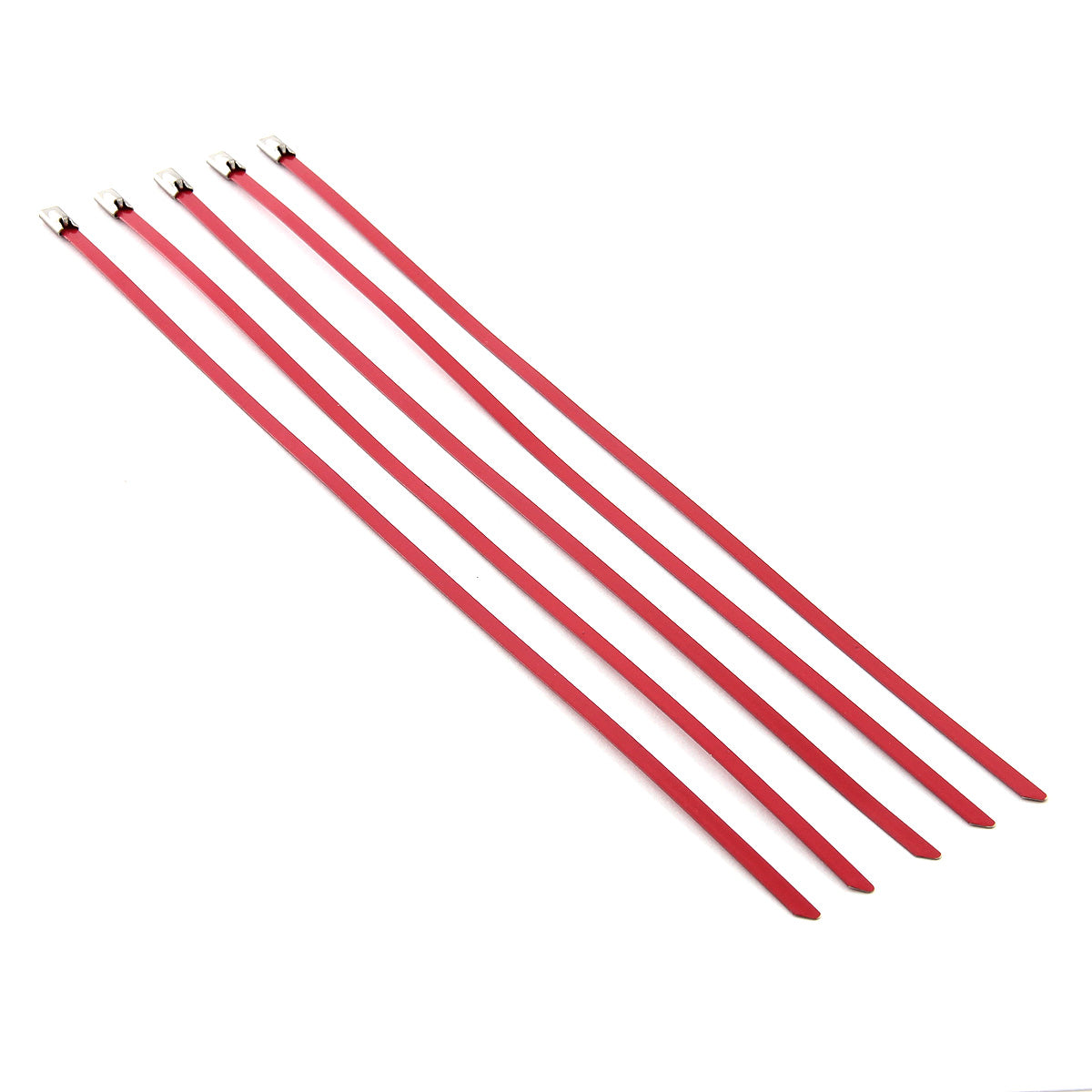 nan ZIP TIE KIT FOR HEAT WRAP - SS - 12" (L) - 5MM (W) - 5PC - RED