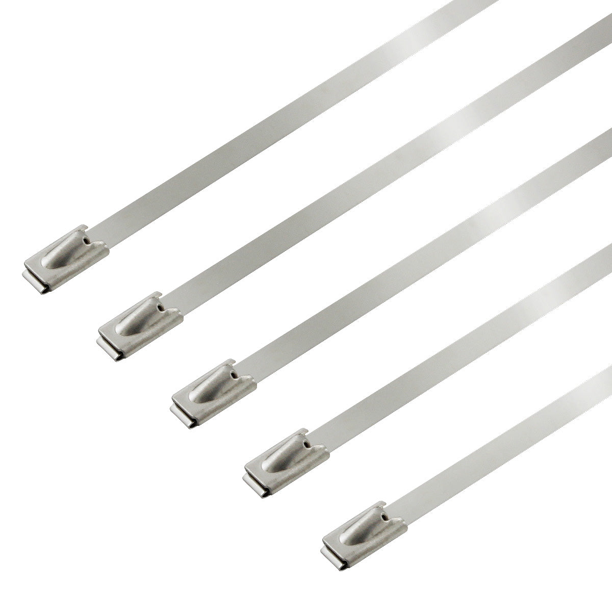nan ZIP TIE KIT FOR HEAT WRAP - SS - 12" (L) - 5MM (W) - 5PC - SILVER
