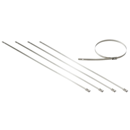 nan ZIP TIE KIT FOR HEAT WRAP - SS - 12" (L) - 5MM (W) - 5PC - SILVER