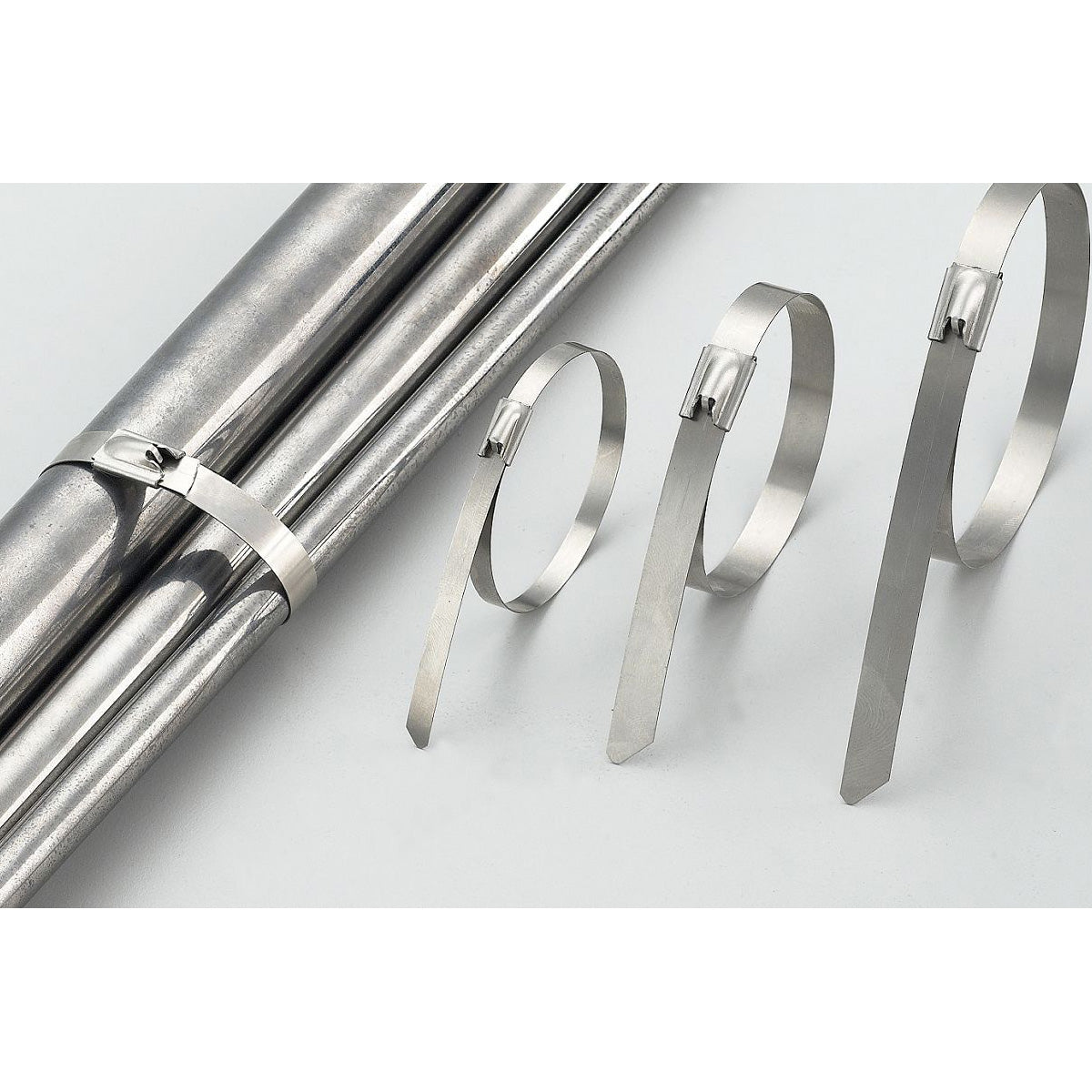 nan ZIP TIE KIT FOR HEAT WRAP - SS - 12" (L) - 5MM (W) - 5PC - SILVER