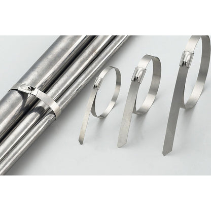 nan ZIP TIE KIT FOR HEAT WRAP - SS - 12" (L) - 5MM (W) - 5PC - SILVER