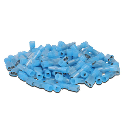 nan FEMALE SPADE QUICK DISCONNECT CONNECTOR - 100PCS - CRIMP STYLE - 1/4" FEMALE 14-18 GA AWG - BLUE