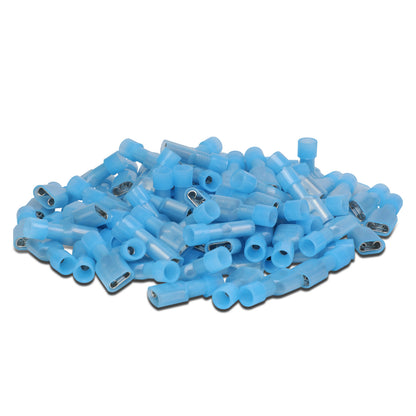 nan FEMALE SPADE QUICK DISCONNECT CONNECTOR - 100PCS - CRIMP STYLE - 1/4" FEMALE 14-18 GA AWG - BLUE