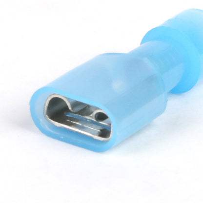 nan FEMALE SPADE QUICK DISCONNECT CONNECTOR - 100PCS - CRIMP STYLE - 1/4" FEMALE 14-18 GA AWG - BLUE