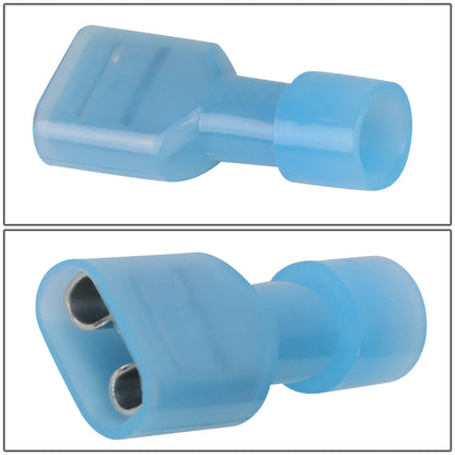 nan FEMALE SPADE QUICK DISCONNECT CONNECTOR - 100PCS - CRIMP STYLE - 1/4" FEMALE 14-18 GA AWG - BLUE