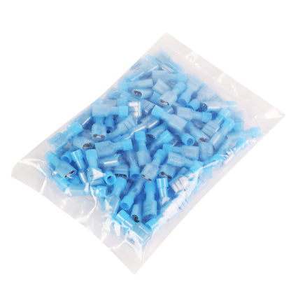 nan FEMALE SPADE QUICK DISCONNECT CONNECTOR - 100PCS - CRIMP STYLE - 1/4" FEMALE 14-18 GA AWG - BLUE