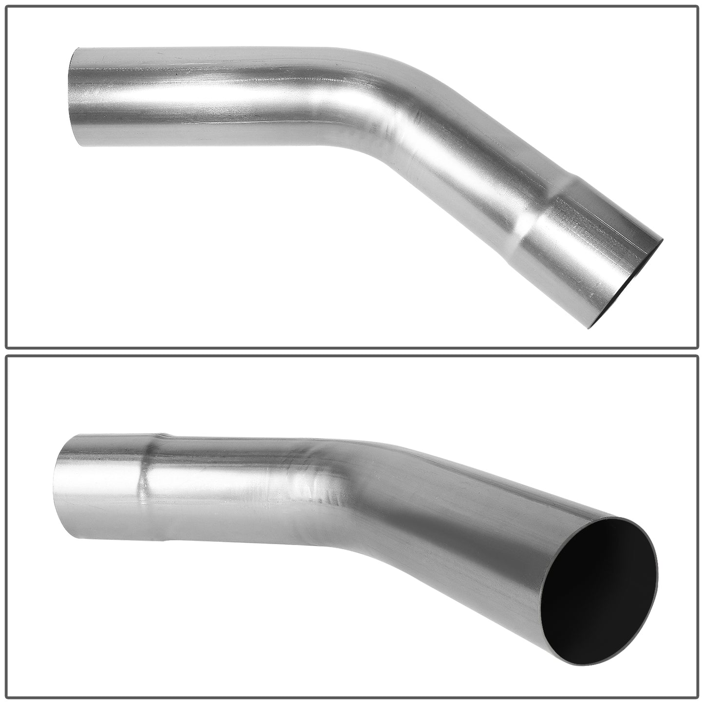 nan EXHAUST PIPE TUBING - BEND - 1PC - 2.5"-2.65" FLARED - OD CUSTOM 45 DEGREE - 18 GAUGE - STAINLESS STEEL