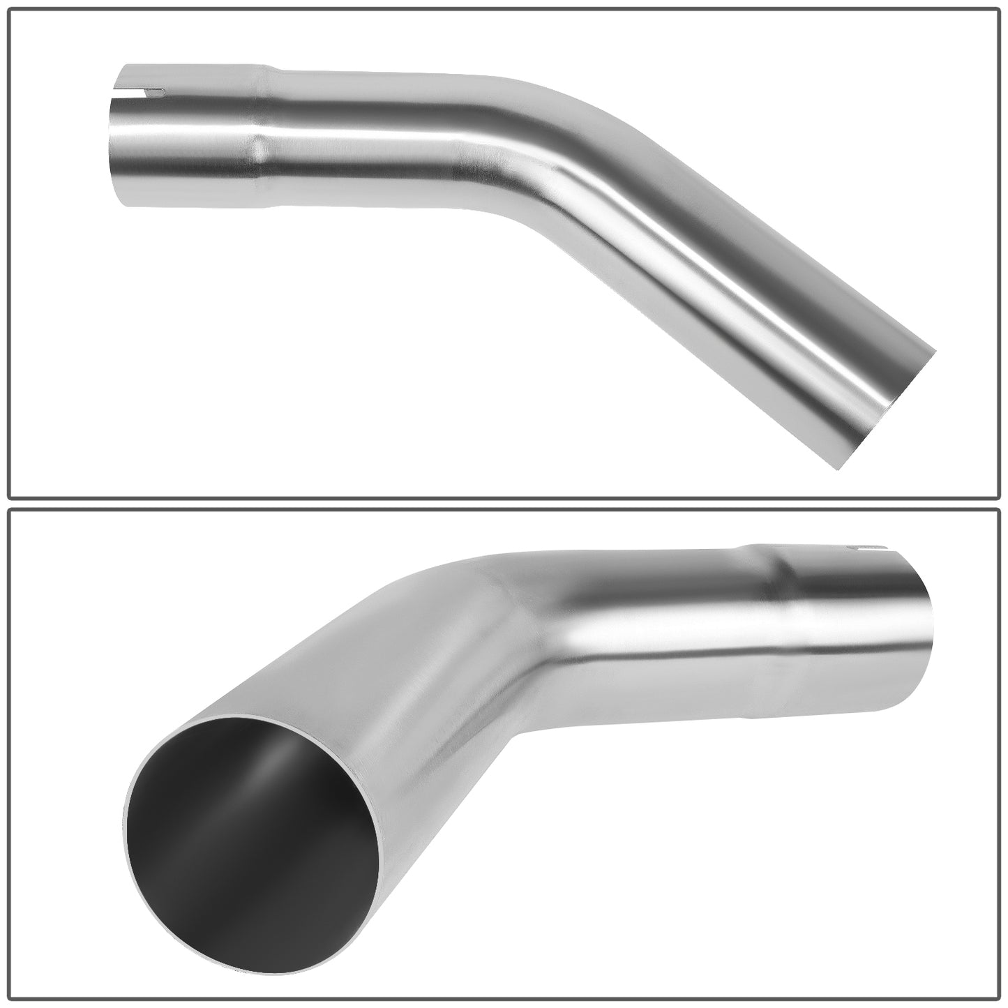nan EXHAUST PIPE TUBING - BEND - 1PC -2.5"-2.65" FLARED - OD CUSTOM 45 DEGREE - 18 GAUGE - MANDREL - POLISHED - STAINLESS STEEL